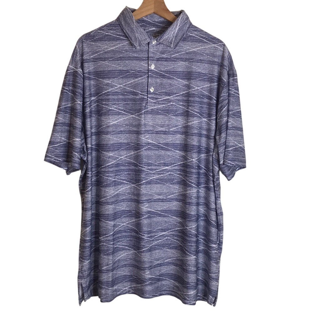 Hickey Freeman‎ Men's Geometric Print Performance Polo Blue XL